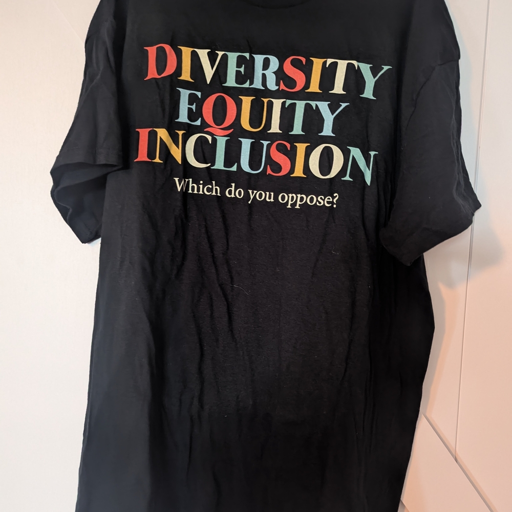 Black T-Shirt with Colorful Text